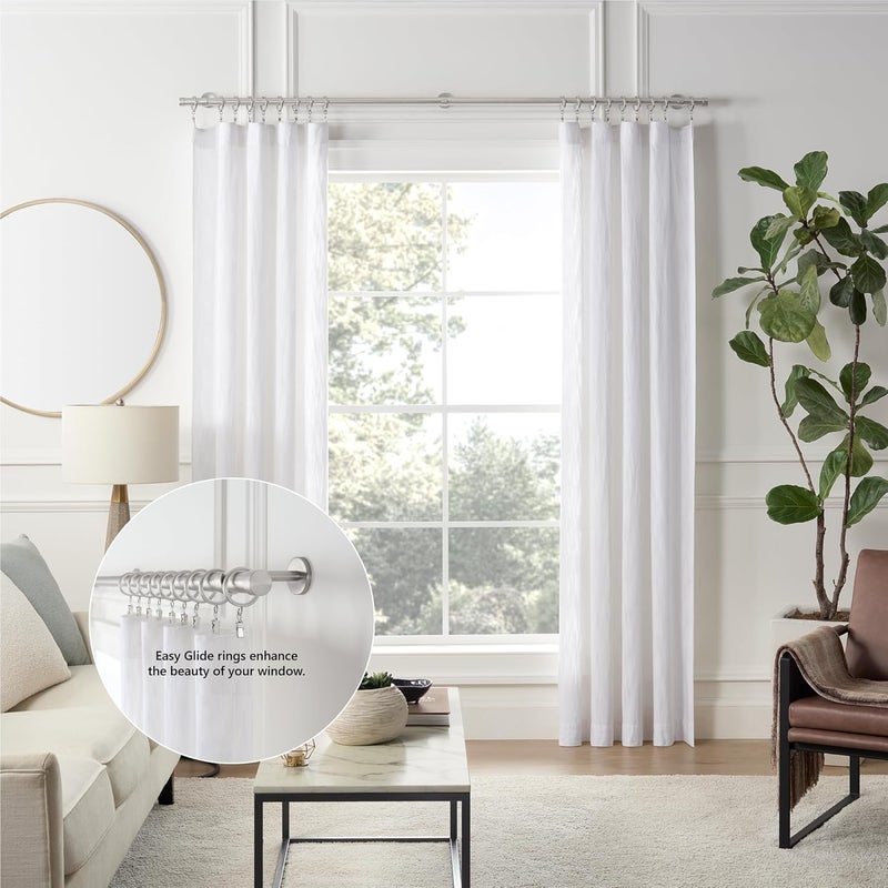 MODE Cambria Designer Series - Premium Easy Glide 18 Count Curtain Rings - Metal with Smooth, Quiet Nylon Inserts with Clips - 2 inch Diameter (1-5/8 inch Inside Diameter) - Brushed Nickel - Image 4